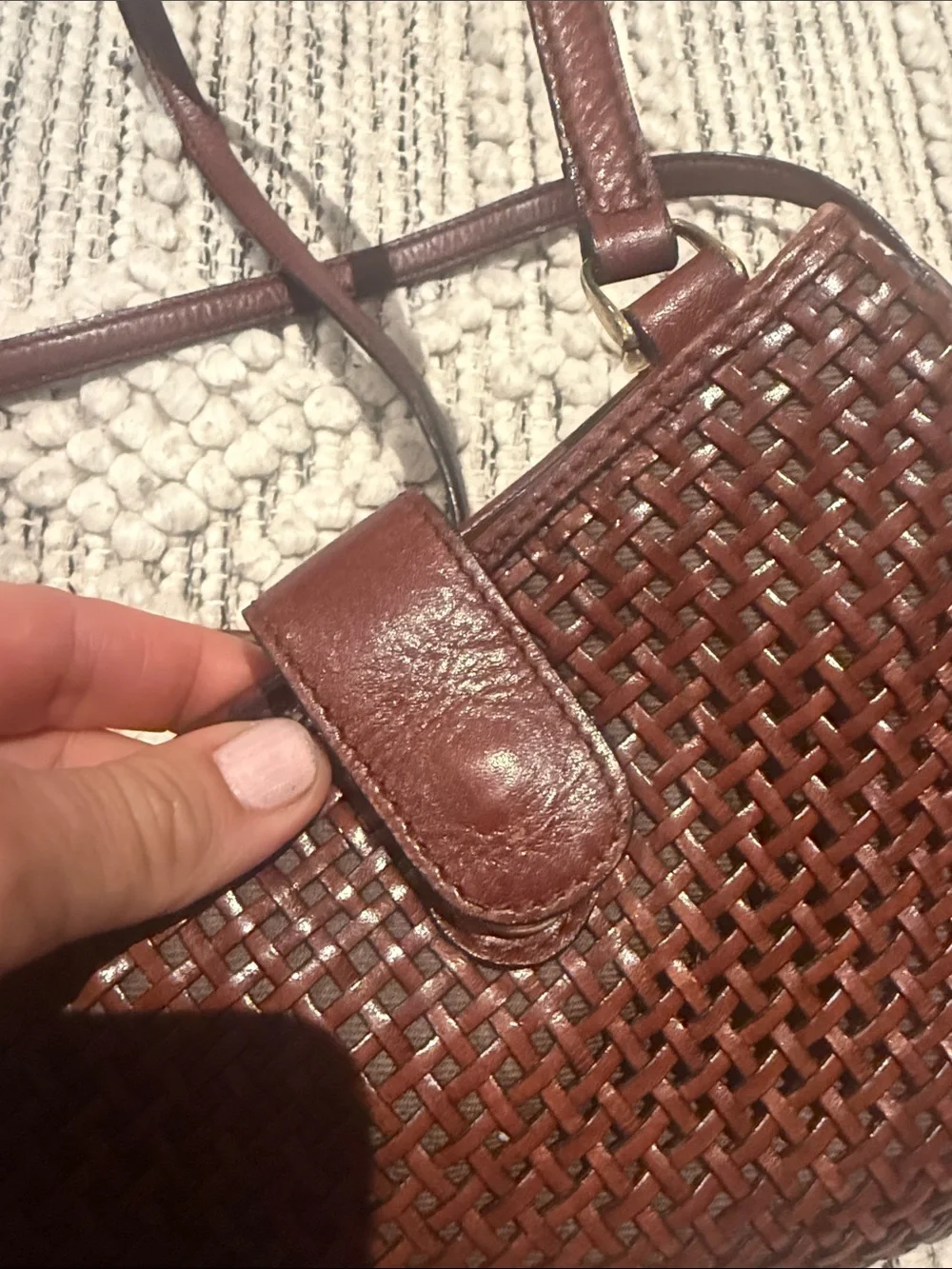 Woven Crossbody Bag in Deep Wine Red